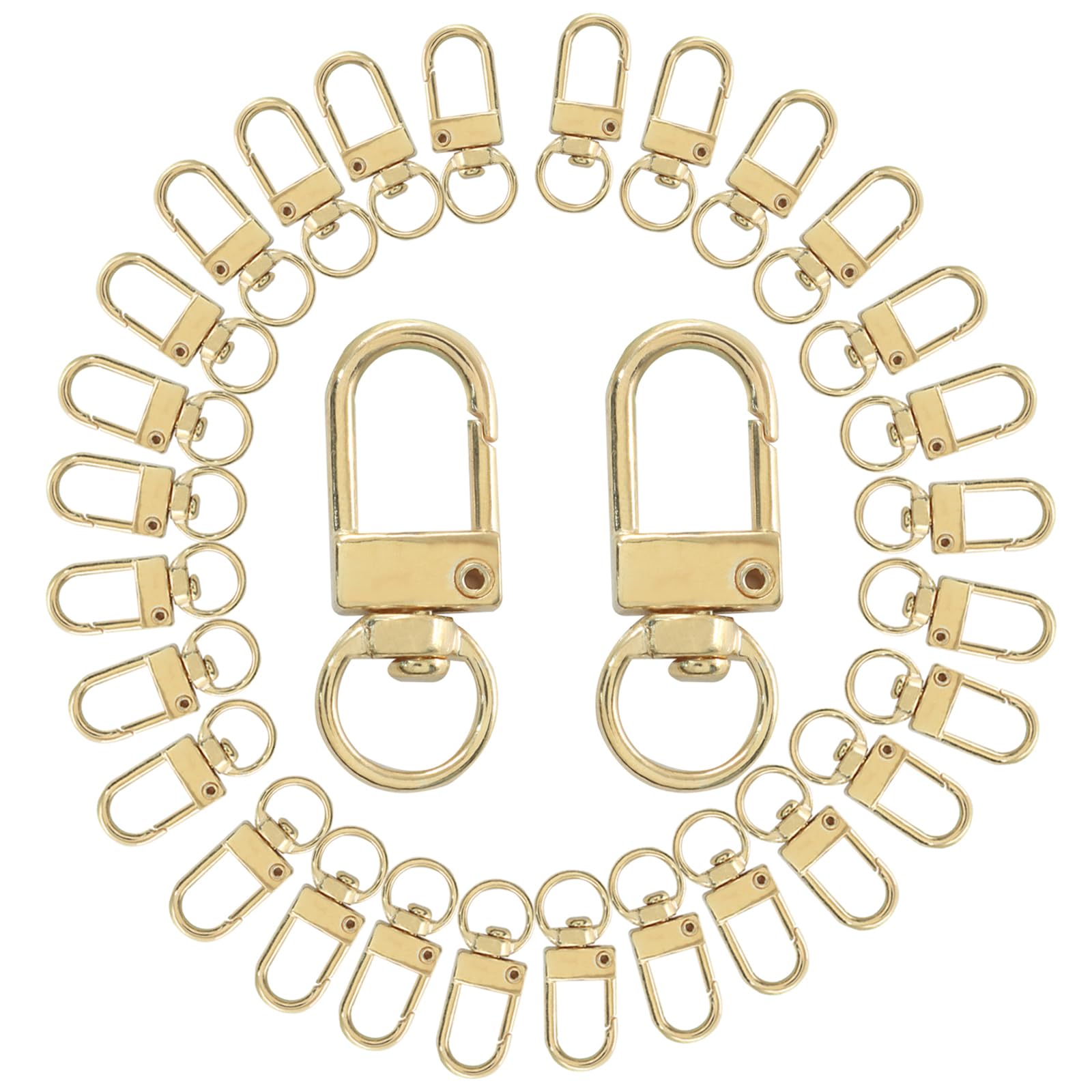 Paquete de 30 cierres de pinza de langosta, cordones giratorios para llavero, fabricación de joyas, conector de bolso, manualidades y accesorios de llavero (dorado)