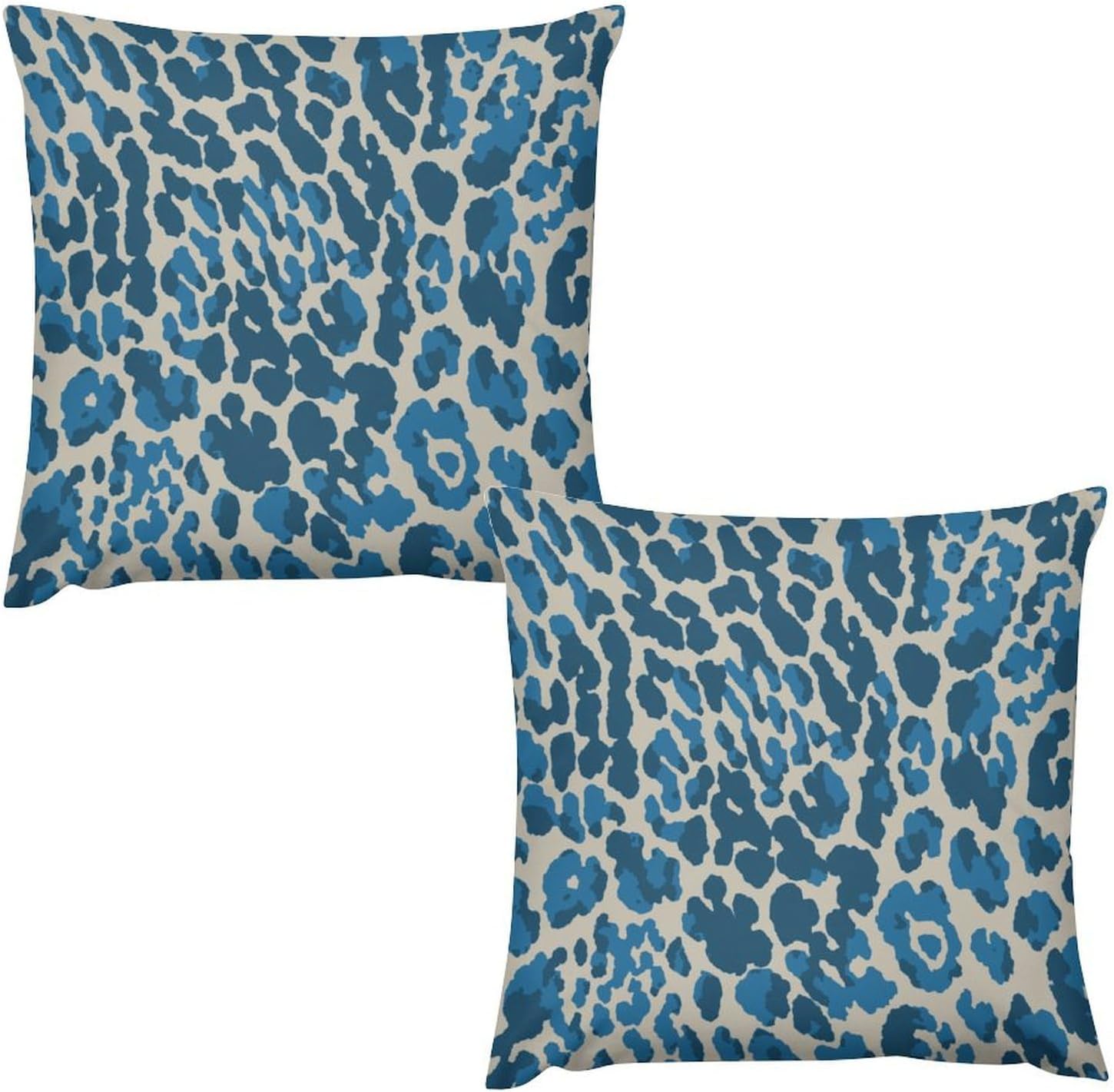 ArogGeld Navy Blue and Sky Blue Leopard Throw Pillow Cover Set of 2 24"x24" Leopard Print Animal Cheetah Pillow Covers Chinoiserie Dutch Velvet Throw Pillowcase for Living Room Bedroom