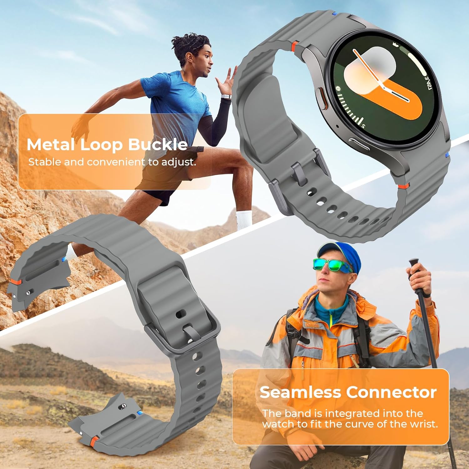 NotoCity Sport Watchbands Compatible with Galaxy Watch 7 Band 40mm 44mm,No Gap Soft Silicone Strap for Galaxy Watch 6 Classic 43mm 47mm/5 Pro 45mm/FE Band - Image 3