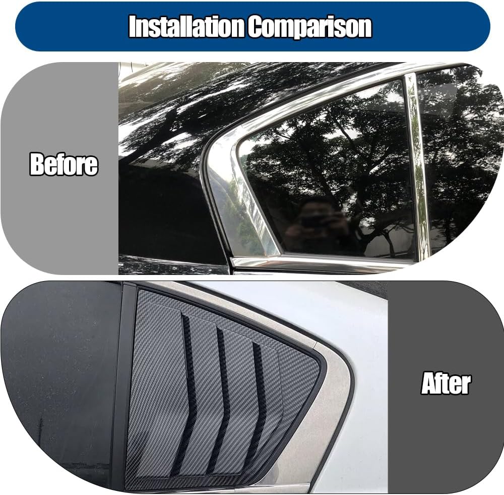 Window Louvers Fits for 8th Gen Honda Accord Sedan 2008-2012 Accessories Rear Side Window Louvers Windshield Sun Shade Cover Auto Exterior Decoration Trim Accessories(Carbon Fiber)