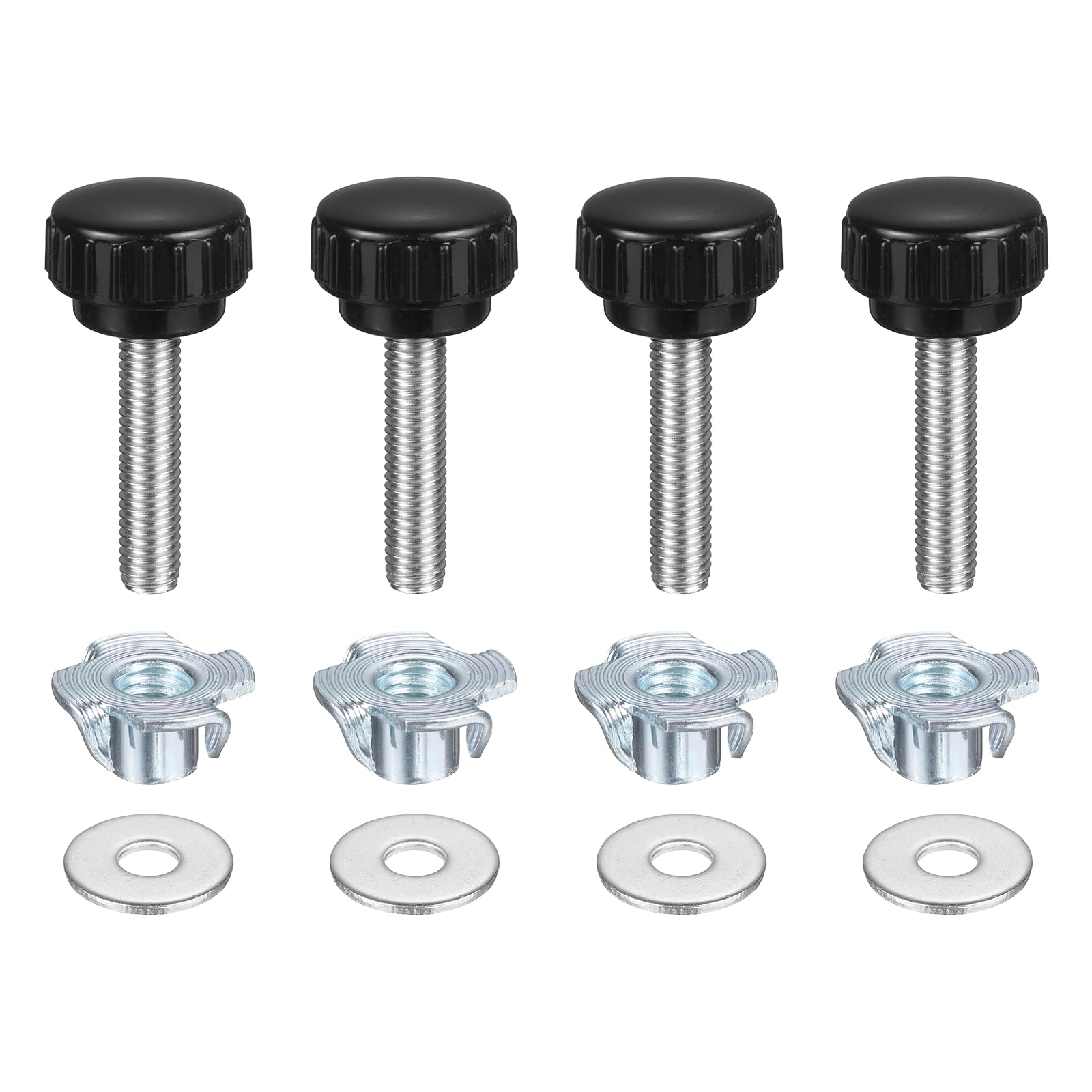 sourcing map 4 Pcs M8 x 35mm Knurled Clamping Knobs 25mm Head with Washers & T-Nuts