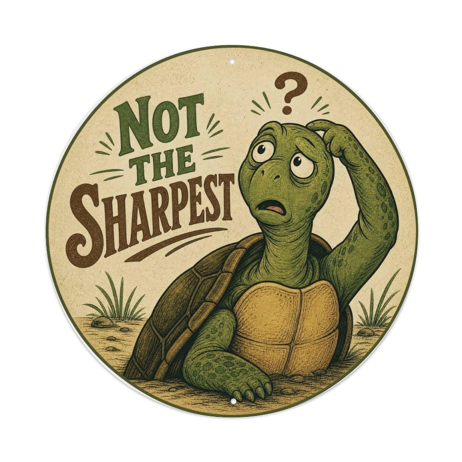 Okngb Style Turtle Animal Humor Reptile Pop Quirky Vintage Metal Tin Sign Plaque Wall Decor For Cafe, Man Cave, Club Bar, Office, Home Garden Round Metal Poster 8X8inch