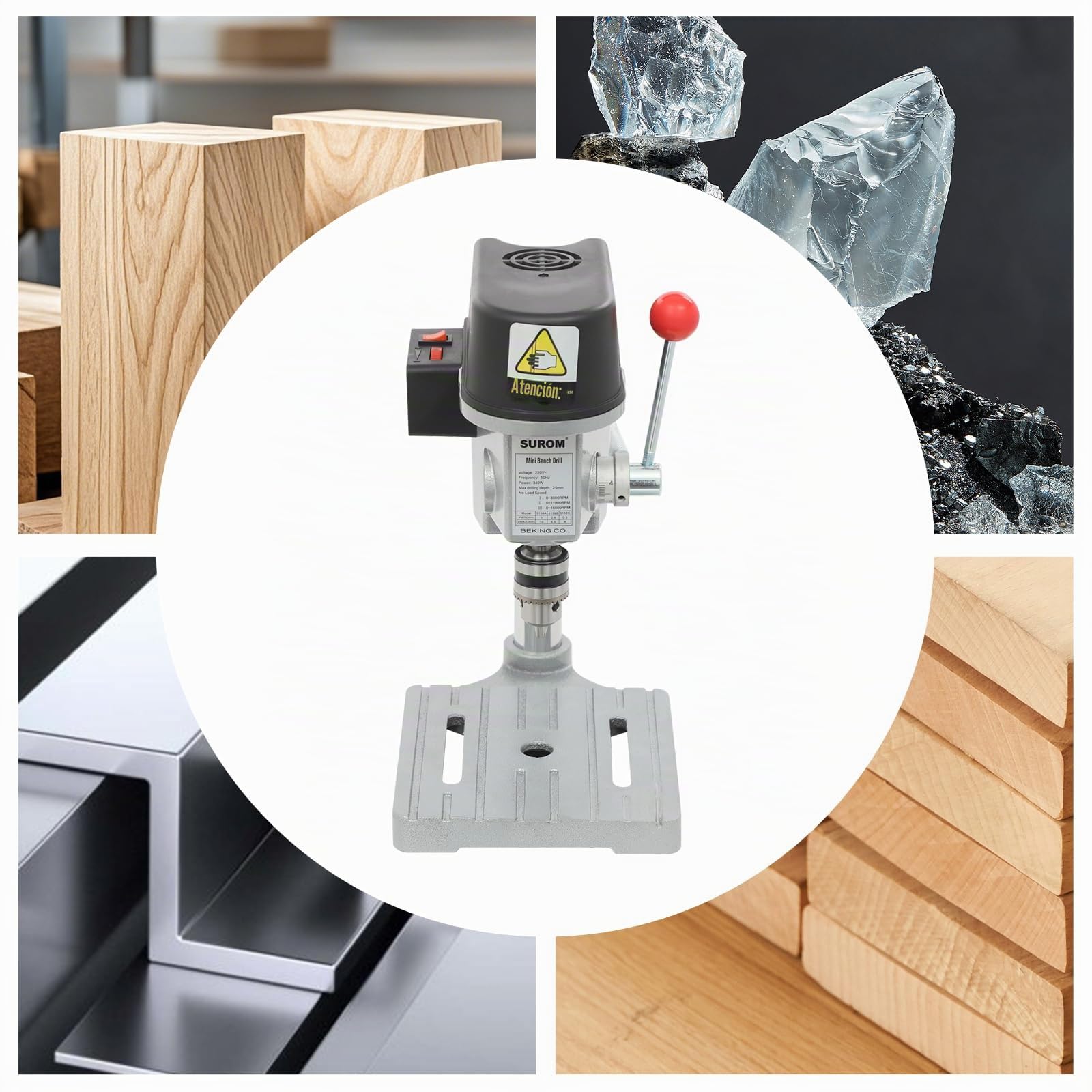 Taladro de banco de trabajo portátil de 340 W taladros de columna de velocidad ajustable para bricolaje y modelismo