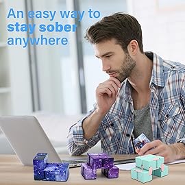 Infinitycube Fidget Toy Stress Relieving Fidgeting Game for Kids and Adults,Cute Pocket-Sized Unique Gadget for Anxiety Relief and Kill Time (4, Galaxy & Macaron Blue)