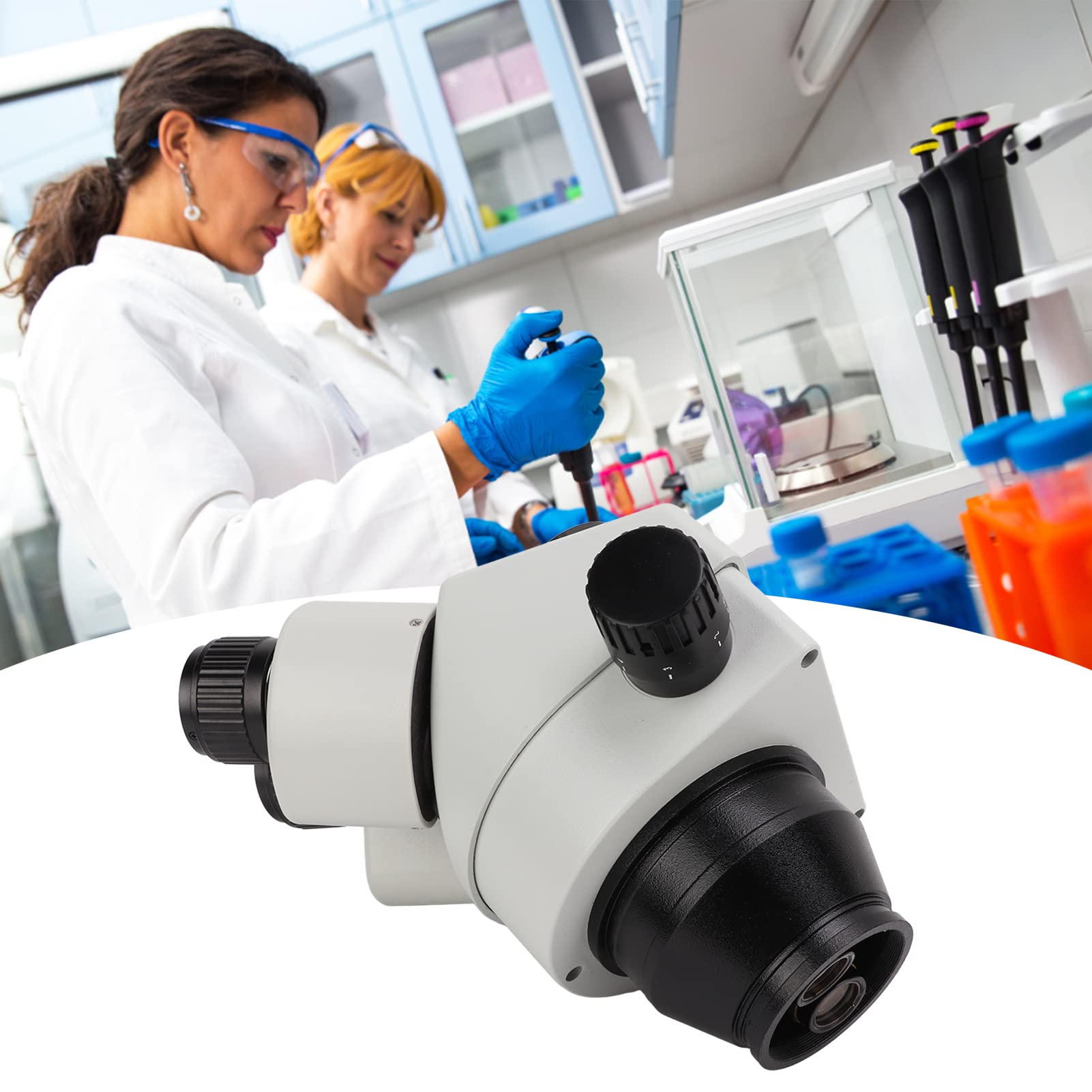 Cocoarm Cabezal de Microscopio con Zoom, Cabezal de Microscopio Estéreo Trinocular de Vidrio Metálico de 3,5X45X a 7X45X, Inclinación de 45 Grados, Rotación de 360, Ocular WF10X20 para Reparación de