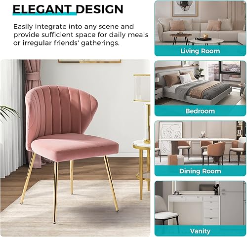 Miniatura 52 de TINA'S HOME Sillas modernas para sala de estar, comedor, pequeña silla decorativa de terciopelo con patas de metal dorado, bonita silla lateral
