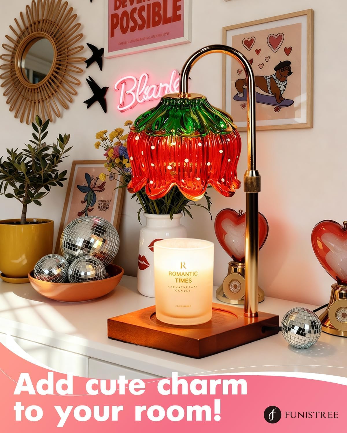 Ambiance Romantique Sans Flamme Chauffe-bougie à Intensité Variable Avec Minuterie | Lampe Parfumée Sans Flamme | Cadeau Saint-Valentin Romantique Lampe Chauffe Bougie