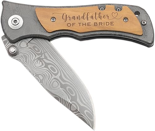 Navaja de bolsillo grabada, regalo para el abuelo de la novia, regalo de boda para el abuelo de la novia de parte del novio, regalos del día del