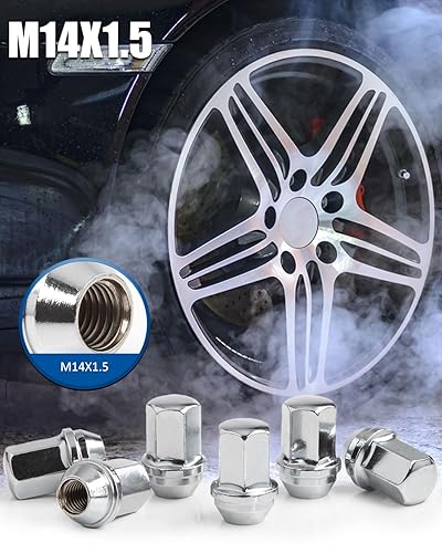 Vista 107 de GAsupply Tuercas de llanta de estilo de fábrica OEM de 14 x 2, 24 piezas de una sola pieza cromadas grandes tuercas de asiento de bellota de 2