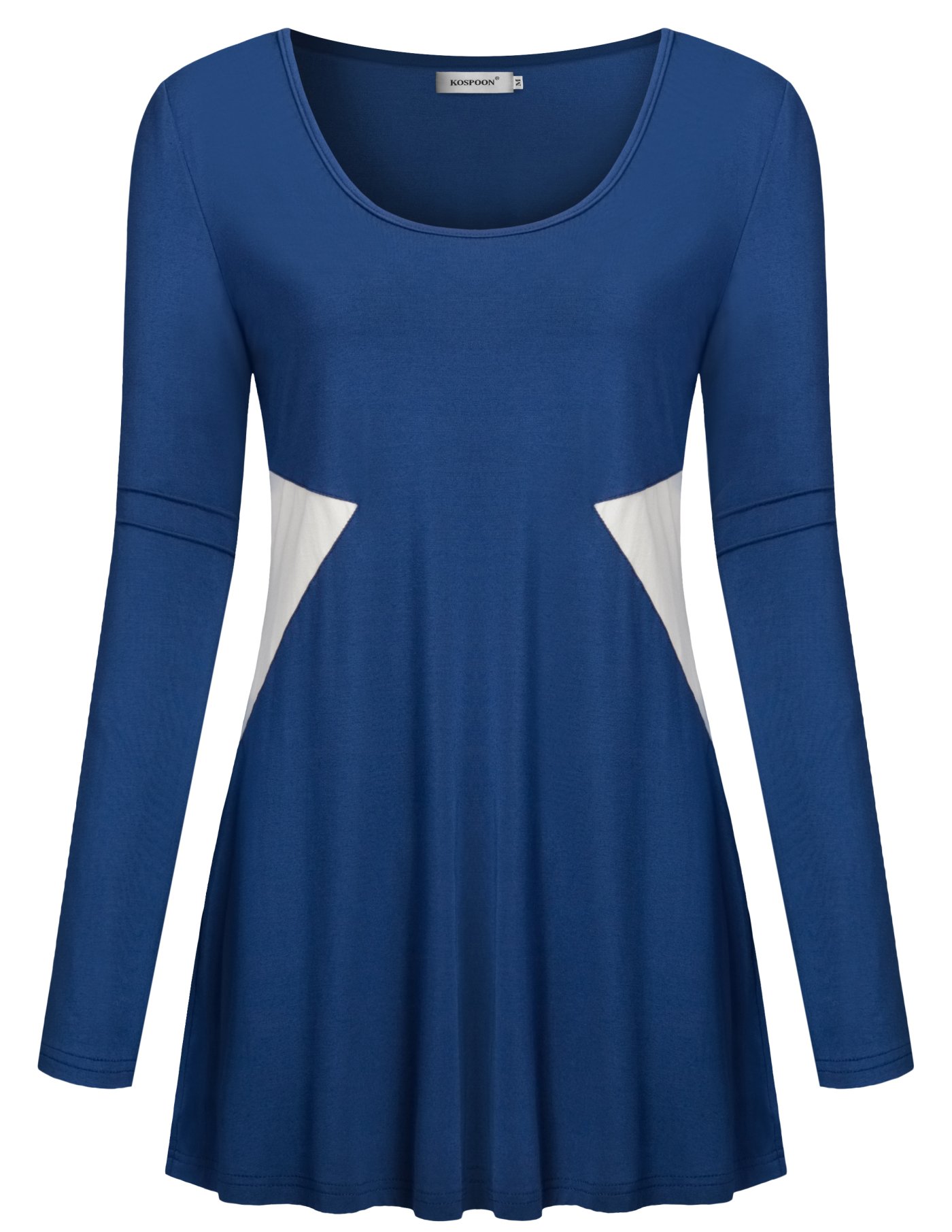 Womens Long Sleeve Tunic Casual Round Neck Tops Color Block Shirts