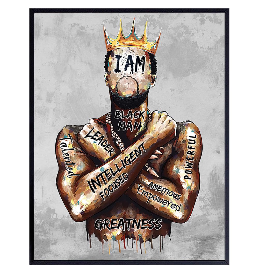 Motivation Black Art Decor 11x14 - Inspiring Quotes for African Americans - positive affirmation Wall Decor for Home Office, Man Cave - Black Lives Matter Decor - Empowering Gifts for Black Men, Boys