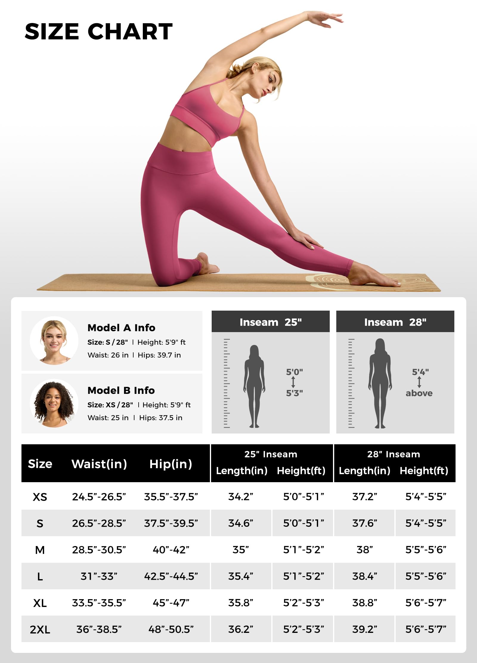 Willit Butterflux Pantalon de yoga taille haute pour femme - Contrôle du ventre - Legging athlétique de course à pied - 63,5 cm - 71,1 cm