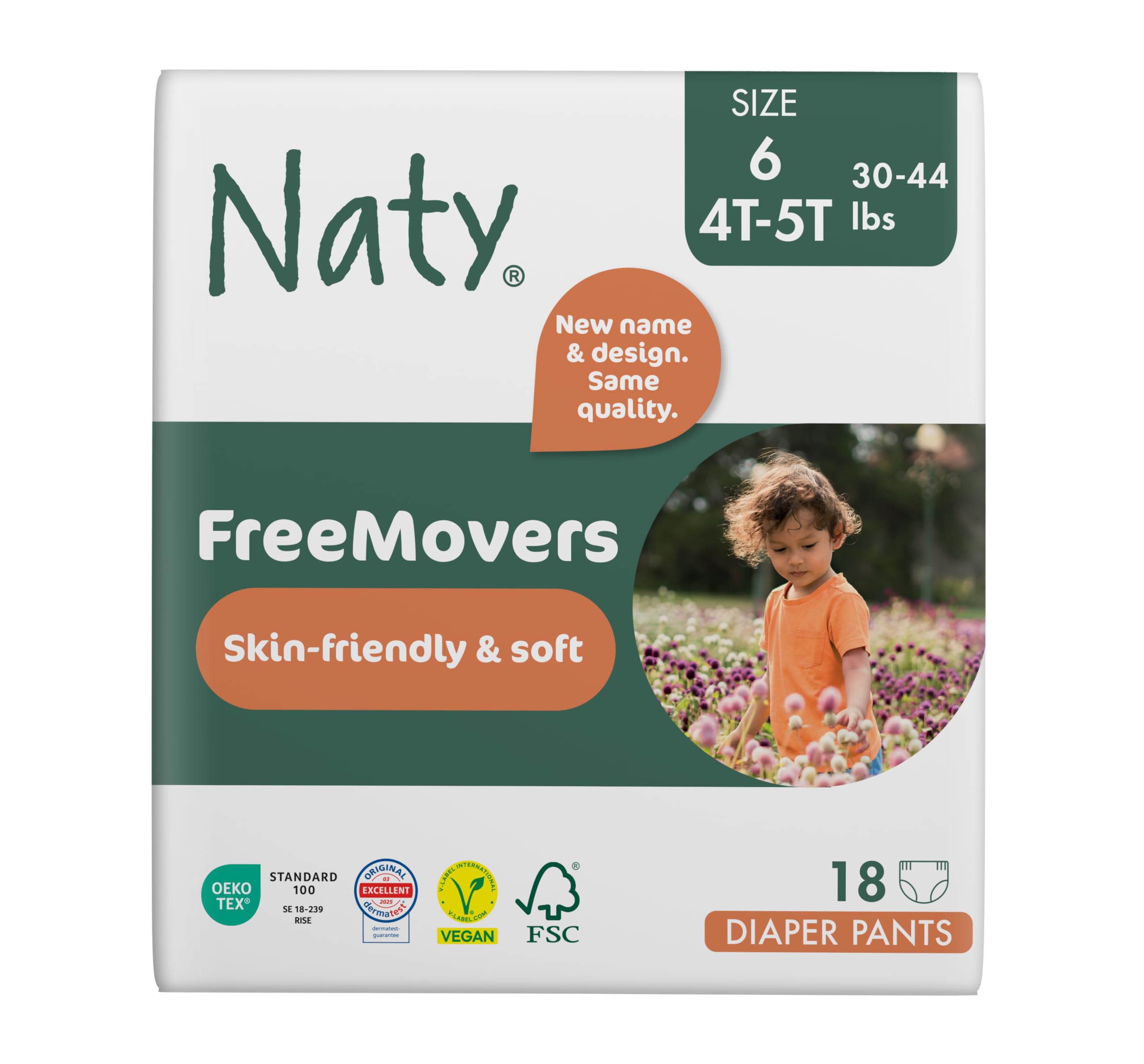 Eco by Naty Nappy Pants - Hypoallergenic and Chemical-Free Pull Ups, Highly Absorbent and Eco Friendly Training Nappies for Boys and Girls (Size 6 – 18 Count)