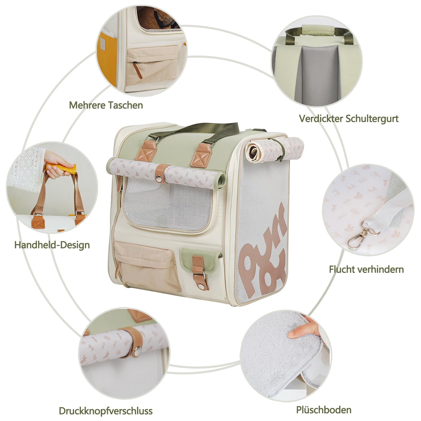 Galatée Hunde-Rucksack, Reisetasche Für Haustiere Mit Belüftungsöffnungen Aus Netzgewebe, Leichter, Belüfteter Haustier-Rucksack, Katzen-Rucksack Für Reisen, Wandern Und Camping(Orange)