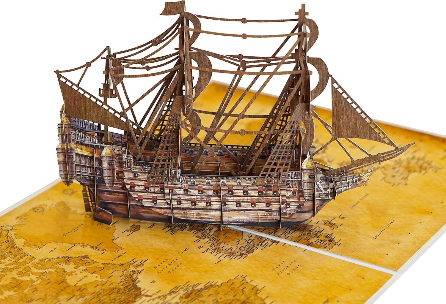 Fathers Day Card Pop Up | 3D Birthdays Greeting, Adventure Ship Gift for Dad Men Grandpa Husband (Size 15x20 cm - Viking)