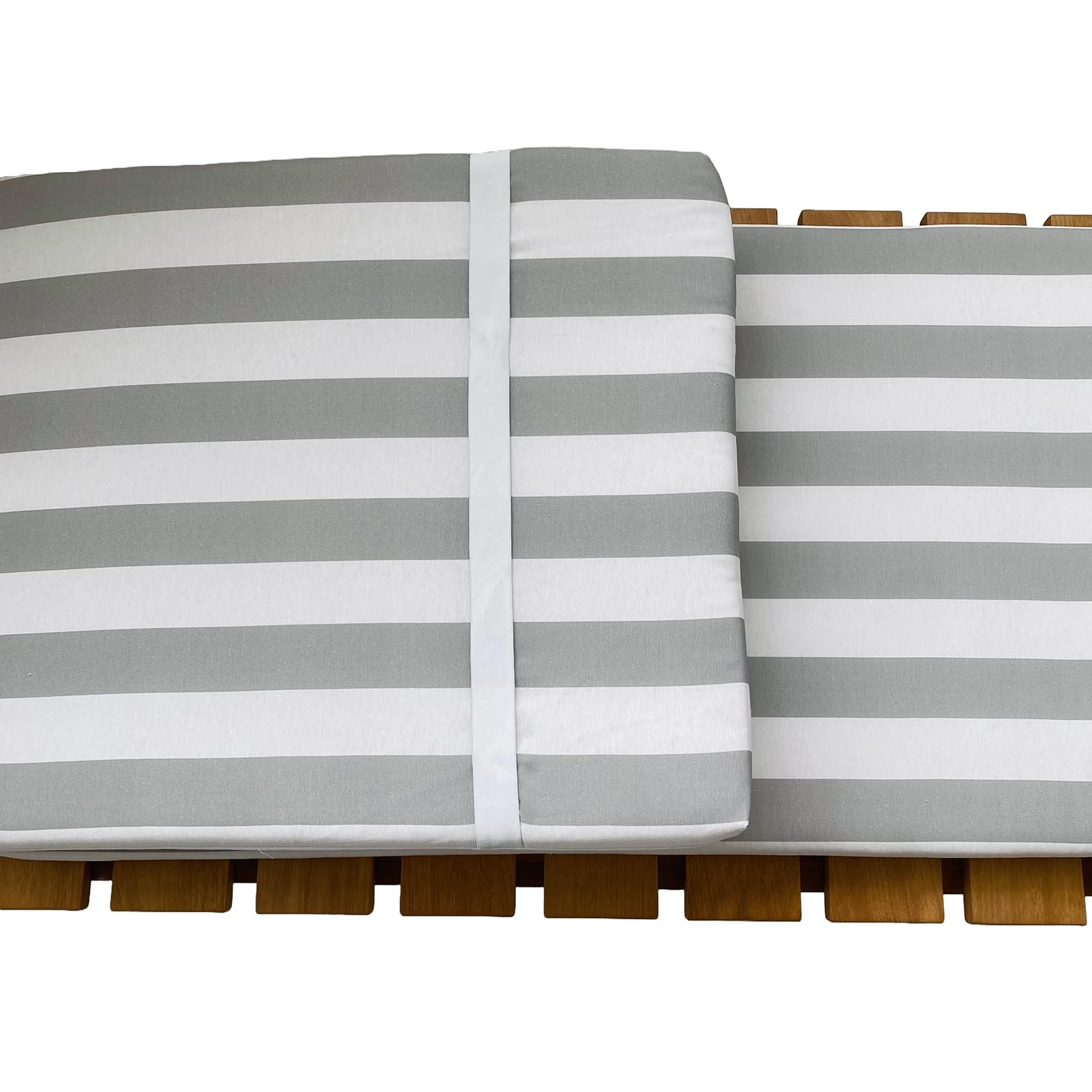 PARAMAISON Cuscino Imbottito Lettino Prendisole Pucket, Design a Righe, Idrorepellente, Sfoderabile, Imbottitura 5 cm, Universale Copri Lettino Giardino| Riga Grigio Chiaro| 60x190 cm