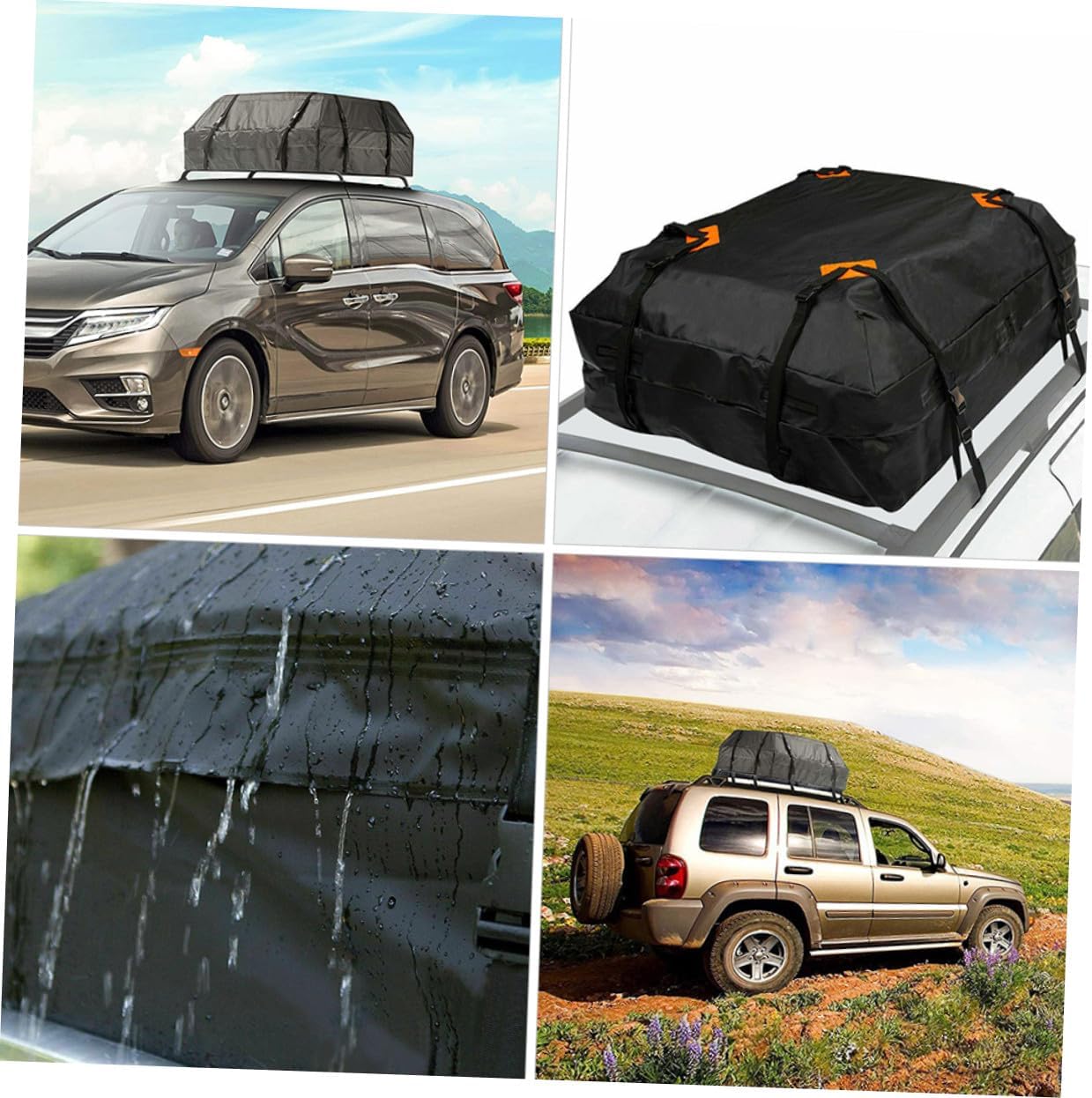 Auto Roof Bag Large Capacity Rooftop Cargo Carrier with Reinforced Straps Non-Slip Mat for Vehicle Car Accessories Easy Installation Oxford Cloth