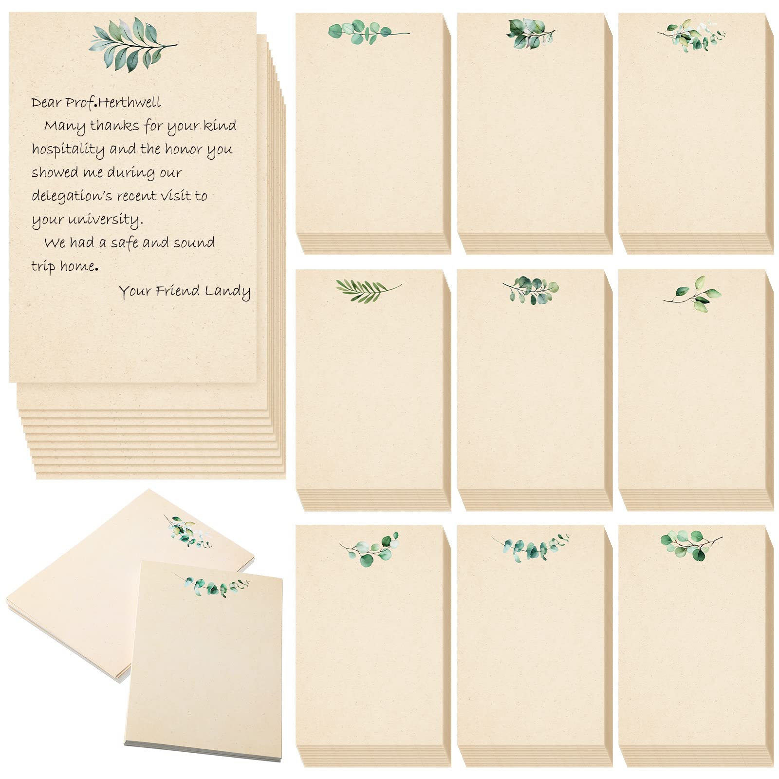 Spiareal 100 Pcs Note Cards 4x6in, Eucalyptus Blank Cardstock, Floral