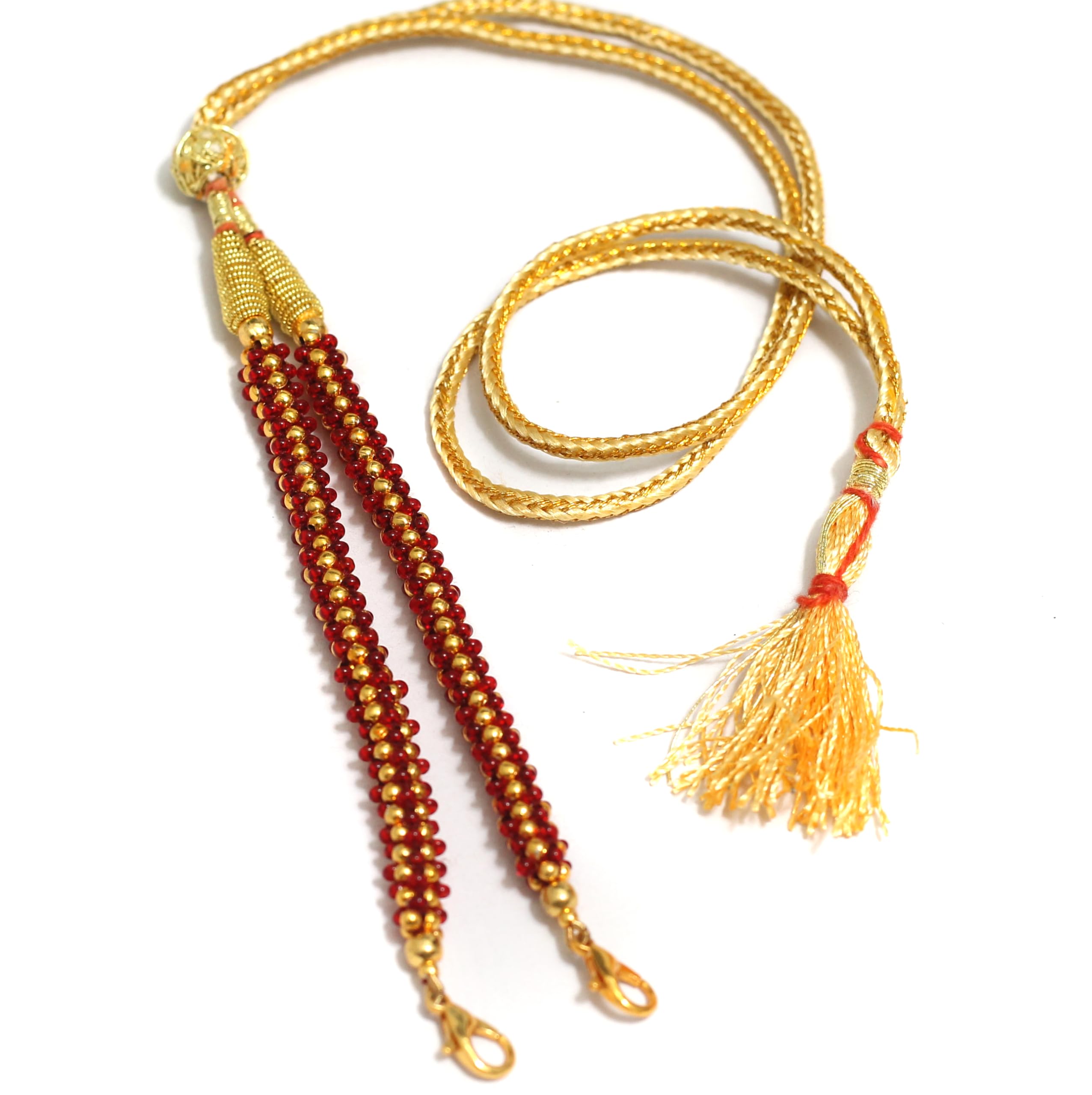 Beadsnfashion Adjustable Metal Beaded Pendant Dori – Maroon | Thread Cord for Silk Thread, Terracotta & Quilling Jewellery Making-image-22