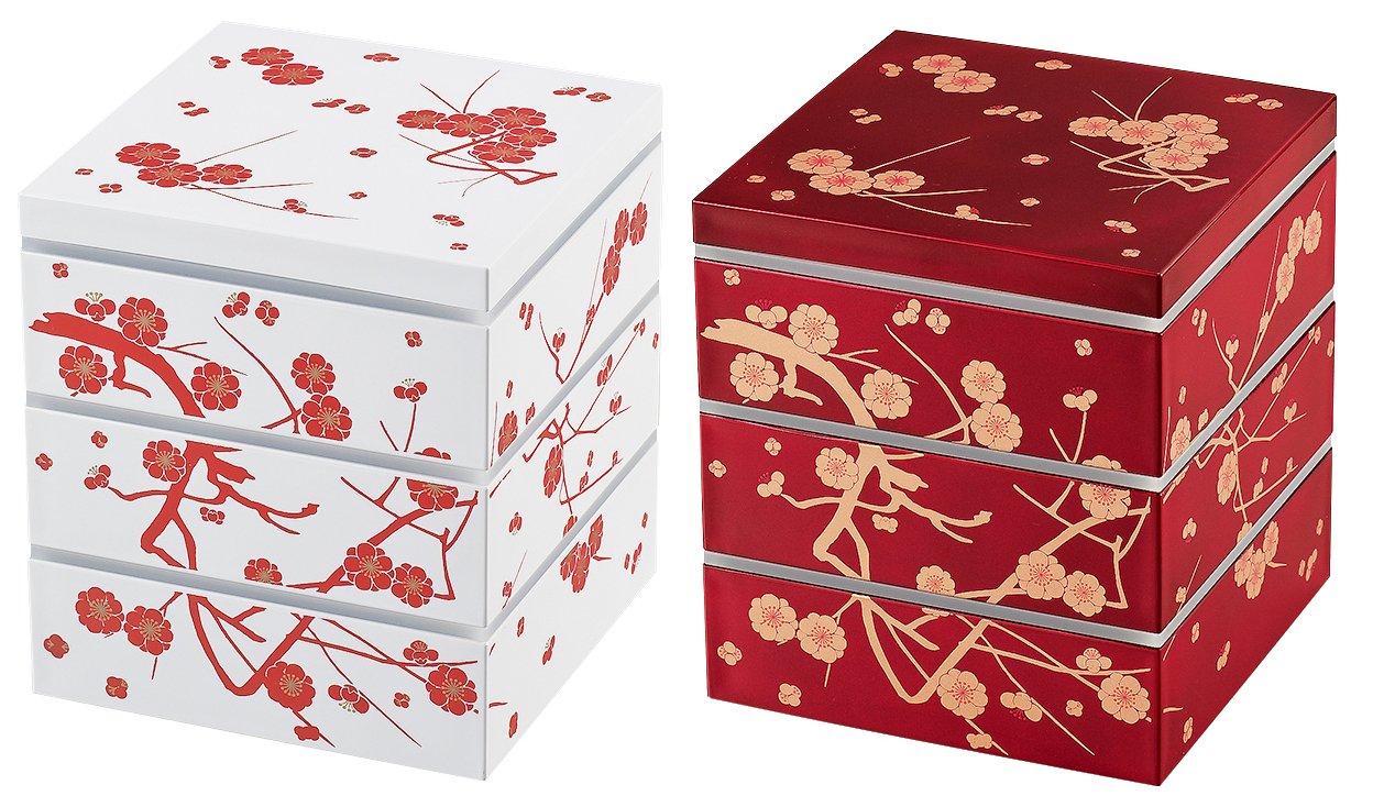 Amazon｜正和 重箱 大和三段重 5.0 シール付 古木梅 茜｜重箱