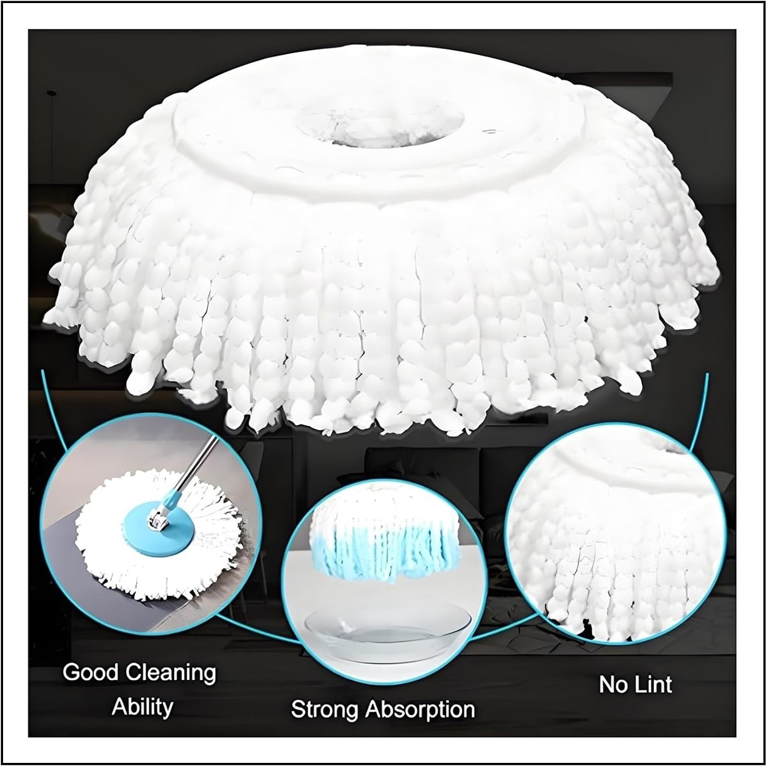 6 Pack Spin Mop Replacement Heads, (6.3 Inch,Round) Microfiber Mop Refills Compatible with Hurricane, Mopnado, Libman, Simpli Magic and Other 360 Spin Mop Systems, (6 Colors)