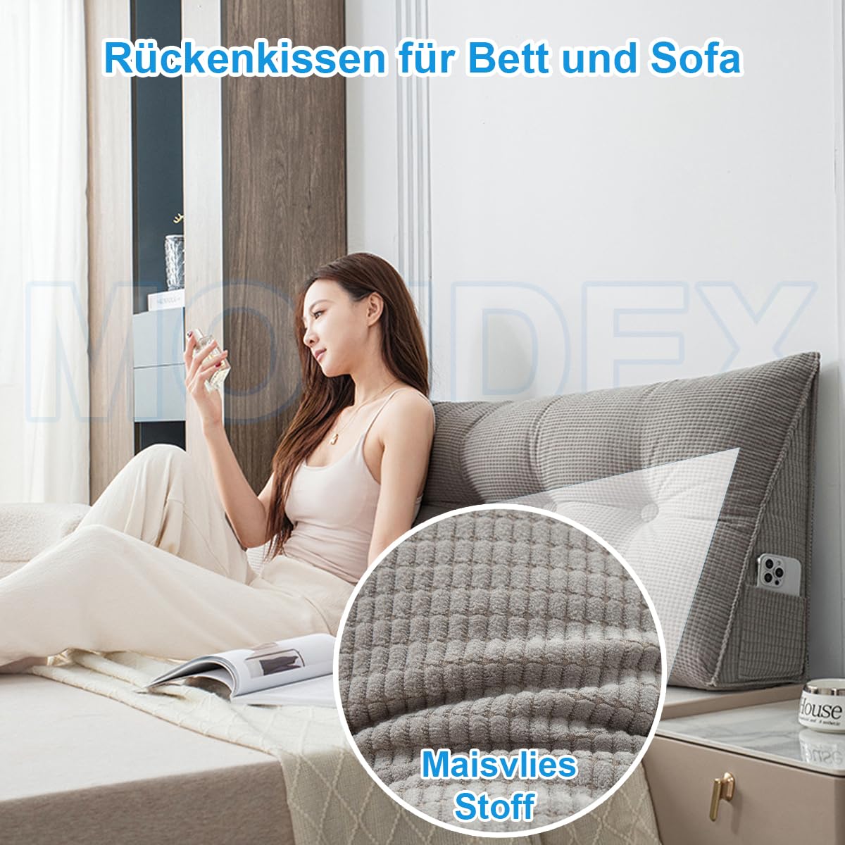 Almohada grande verde de apoyo para la espalda para cama y sofá, cojín de lectura lavable, 140 x 50 x 20 cm, ideal para comodidad y apoyo postural, perfecto para sofá y cama
