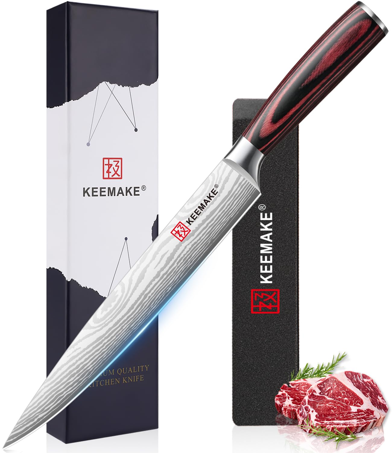 KEEMAKE Kochmesser aus geschmiedetem Premium-Edelstahl mit ergonomischem Griff für Haushalt und Profiküche