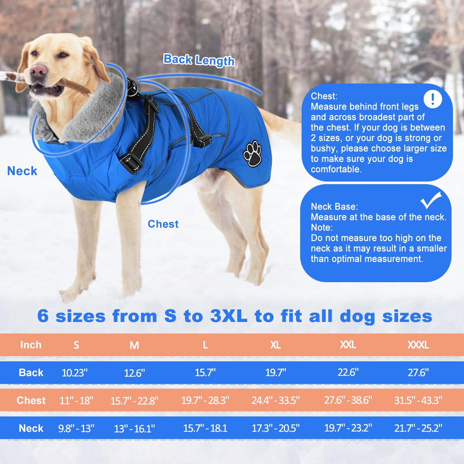 Doglay Chaqueta para perro con arnés, chaqueta reflectante cálida para perro, chaqueta impermeable para clima frío, chaqueta de forro polar ajustable para perros pequeños, medianos y grandes