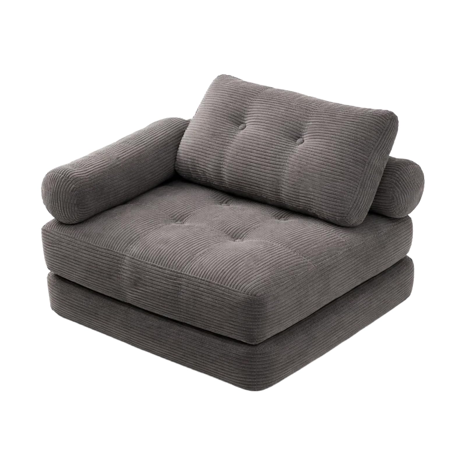 Klappsofa Schlafsofa, 4-in-1 faltbares Sitzsack-Sofa mit verstellbaren Armlehnen, Boneless Couch als Gästebett, Gaming-Sessel & Lounge-Sofa für kleine Räume, Wohnheim (Grau)