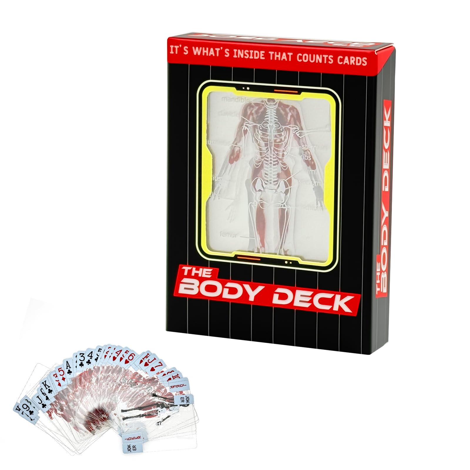 Syhloke The Body Deck, Funny Transparent Human Anatomy Playing Cards, 3D Human Body Images Skeleton Waterproof Transparent Playing Cards-for Anatomy