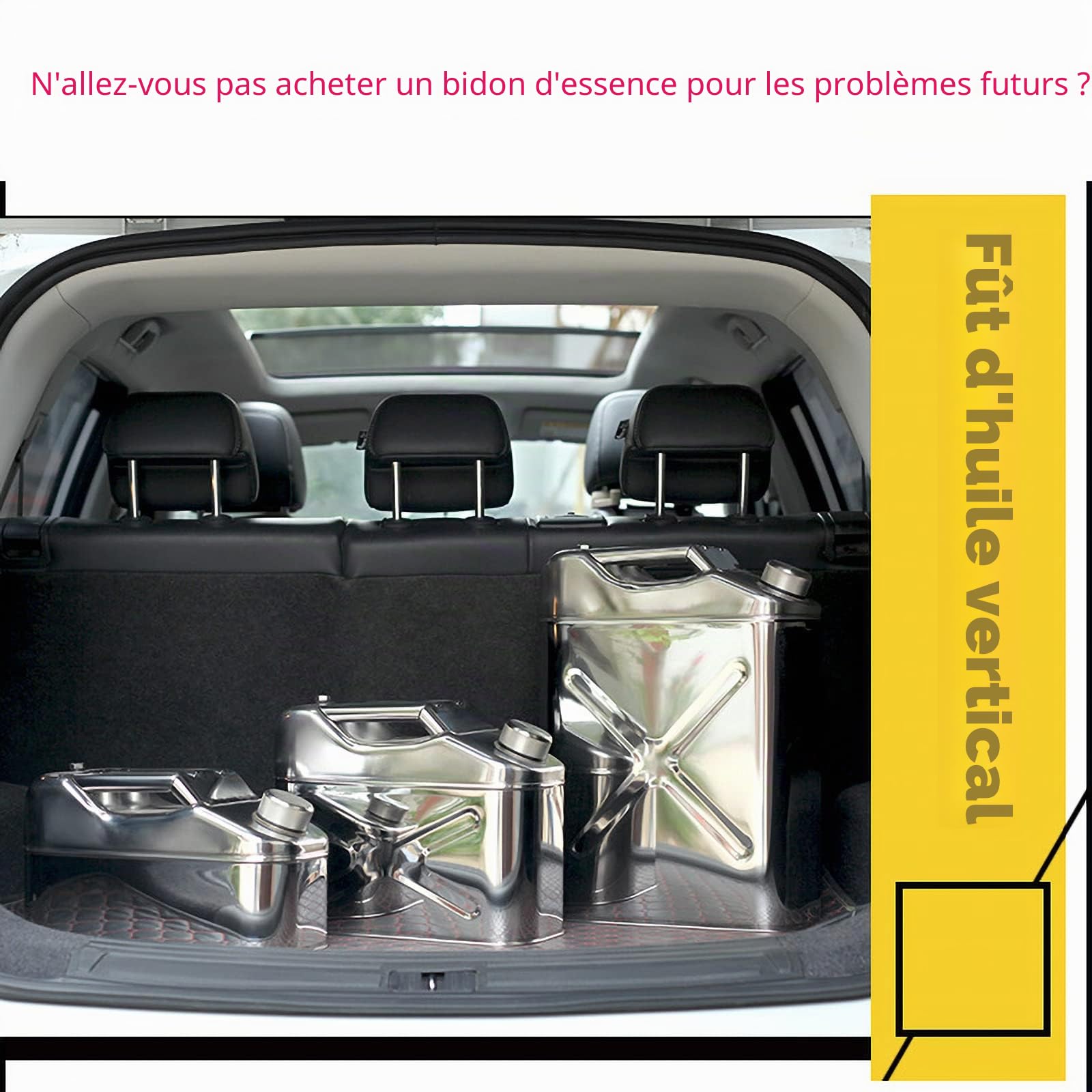 Bidon À Carburant Acier Inoxydable 201, Réservoir Carburant Rechange avec Tube Carburant Gants, Soupape Dégagement d'air Acier Inoxydable,10L