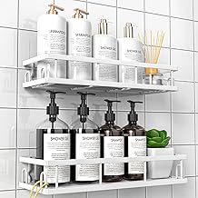 Shower Shelf without Drilling, Bathroom Storage and Organization, Wall Storage Shelf (White) - 2 Pieces