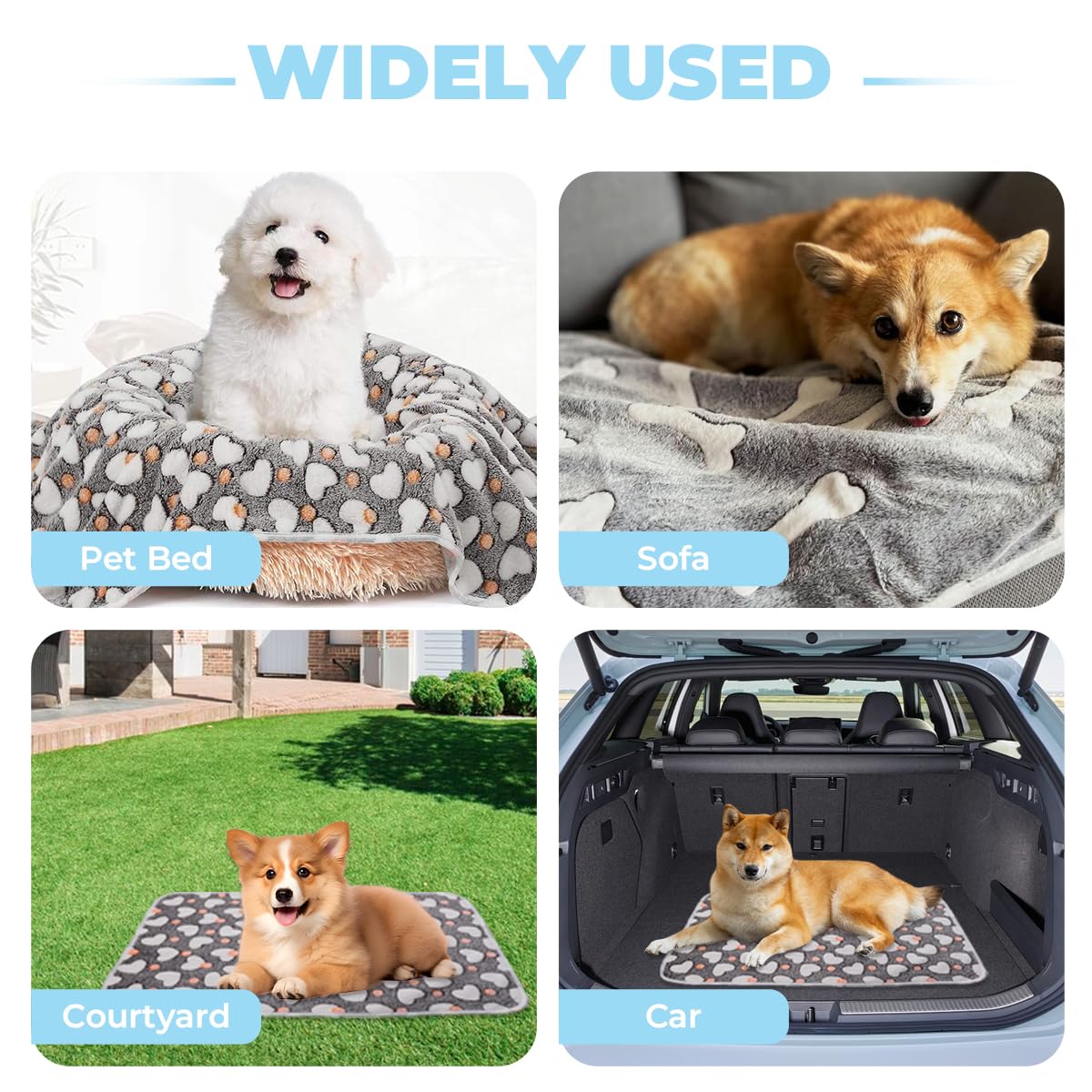 Lot de 3 Couverture pour Chien Chat 40*60 cm, Plaid Polaire pour Chien Chat de Compagnie, couverture Chiens Pelucheuse et Lavable en Flanelle, Petite Couverturee chat pour Chiens, Canapé, Divan, Lit