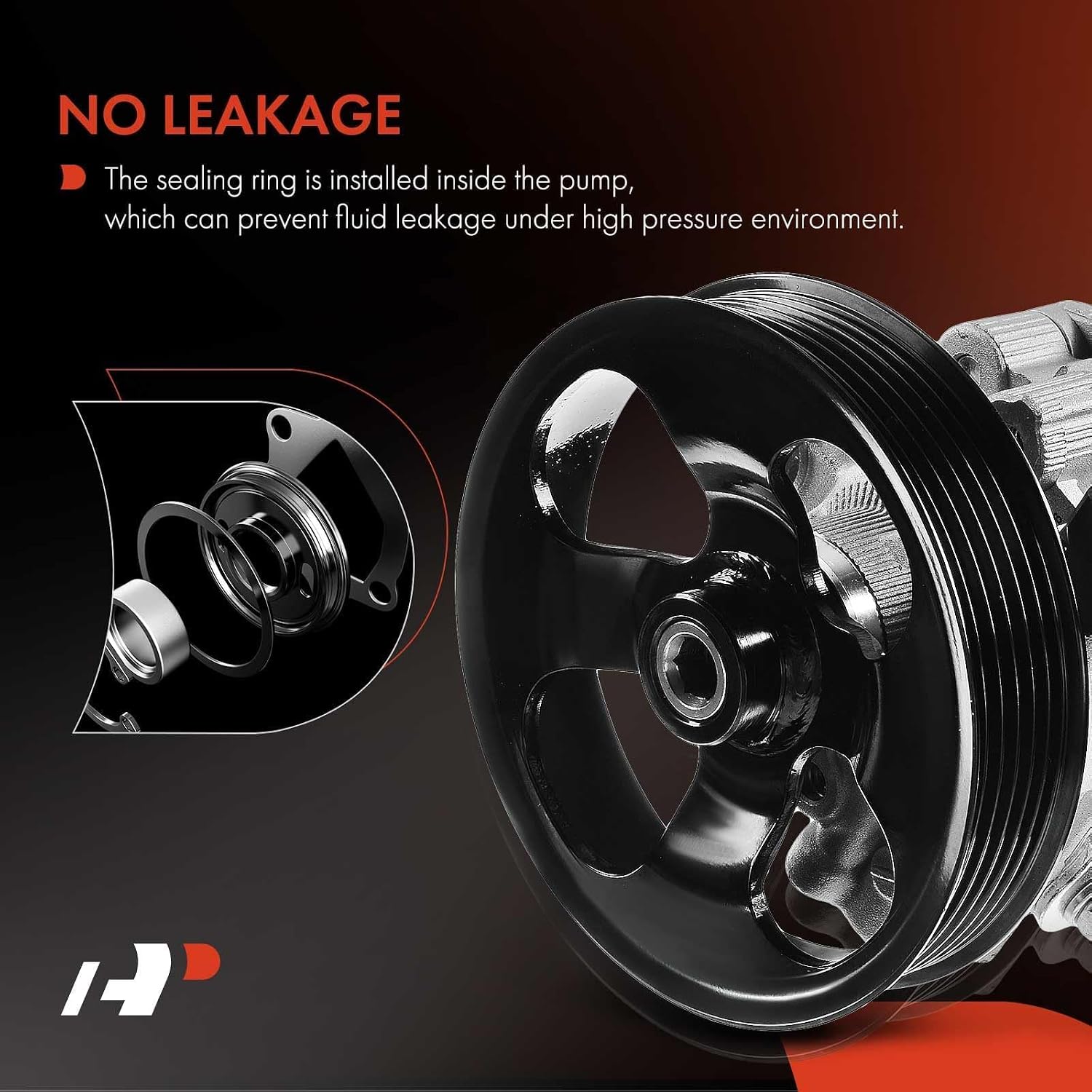 A-Premium Power Steering Pump, with Pulley, Compatible with Land Rover LR3 2005 2006 2007, 4.0L Gas, Replace # QVB500380