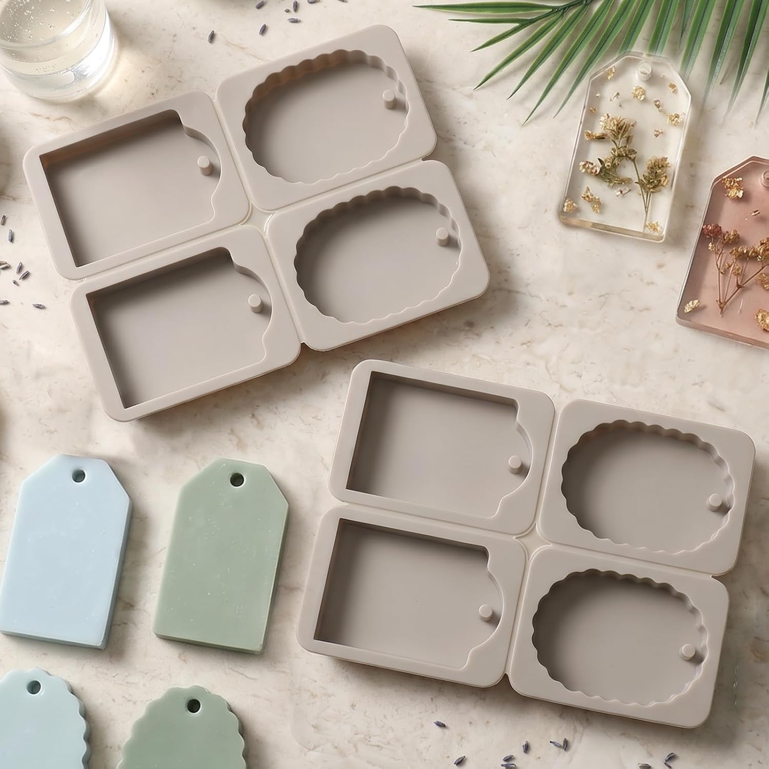2 Pcs Epoxy Resin Molds Resin Keychain Molds Silicone Mold for Craft (Oval)