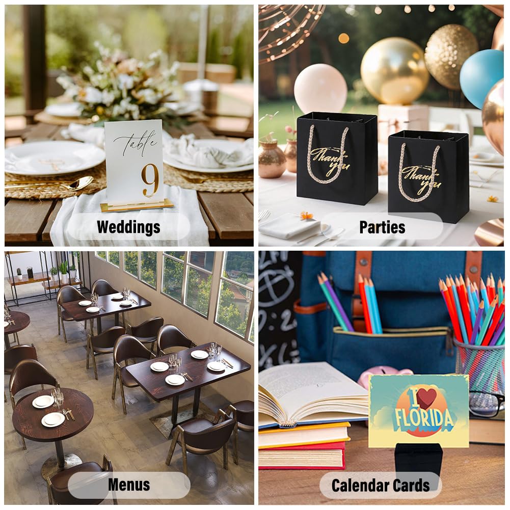 Kartenhalter 40 Stück Holz Tischkartenhalter Menükartenhalter tischnummernhalter namenskarten Halter Sitzkartenhalter Postkartenständer Holzaufsteller für Büros Cafés Hochzeiten Restaurants