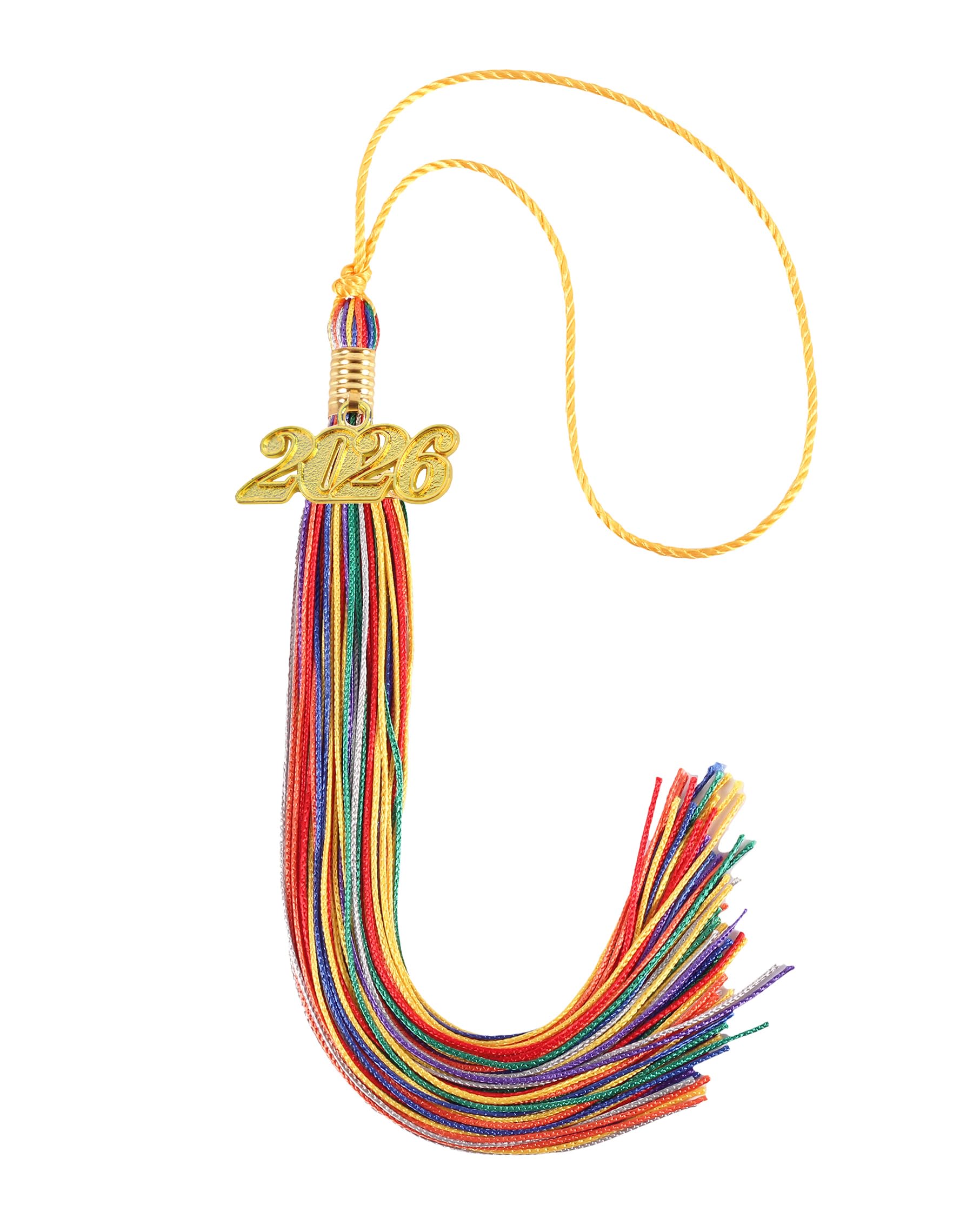 Graduation Tassel 2026 for Grad Cap,Rainbow Tassel with Gold Charm