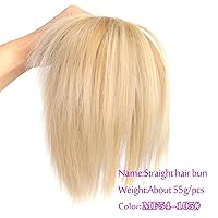 Vista 2 de HASMI Extensiones de cabello sintético desordenado con moño, extensiones de moño desordenadas, esponjosas, lacias, banda elástica, moño, pelo falso