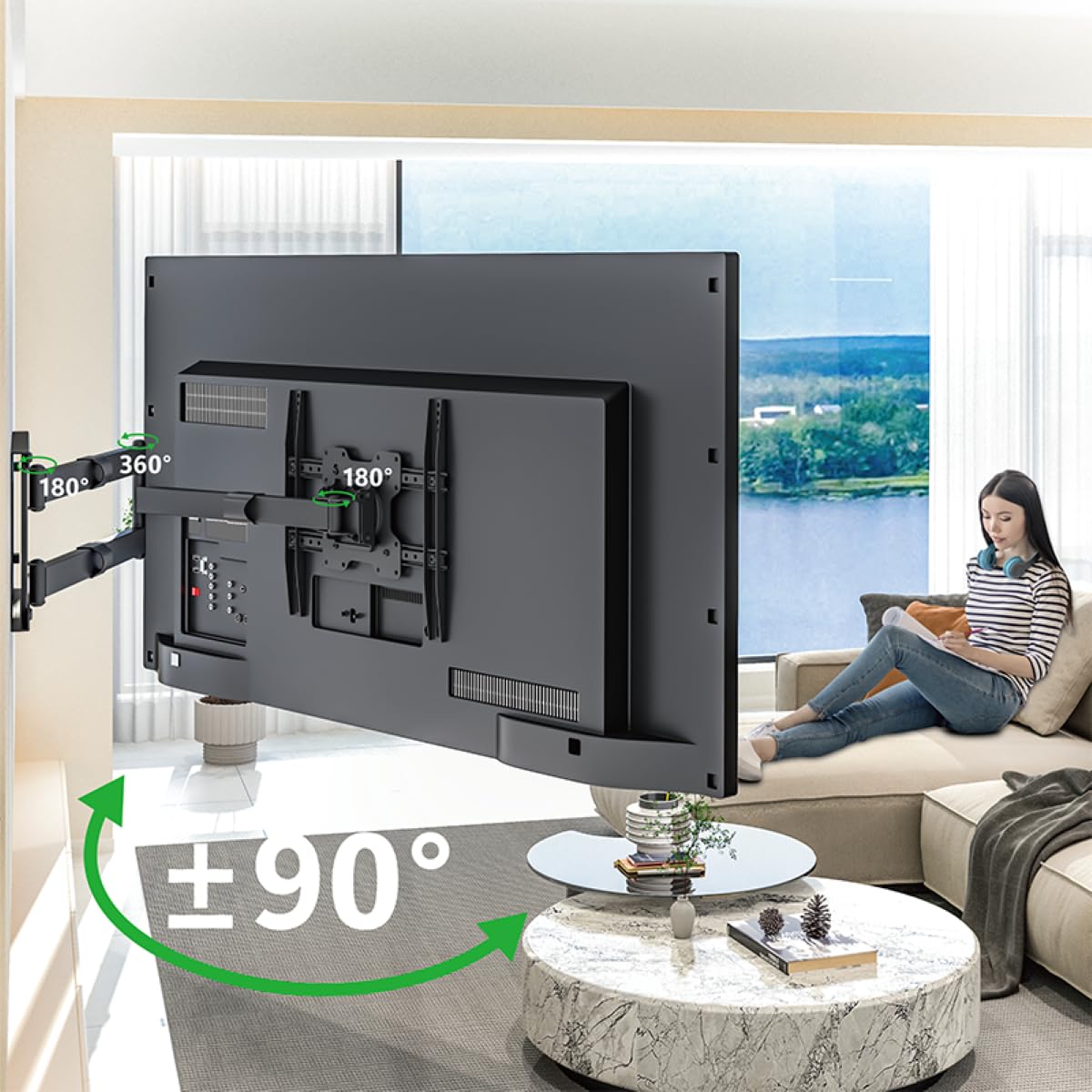 TiTon 120 cm - Support Mural TV - 40 kg - VESA 400x400 - Fixation Murale TV de 42 Pouces à 75 Pouces - Kit Complet d’Installation Inclus