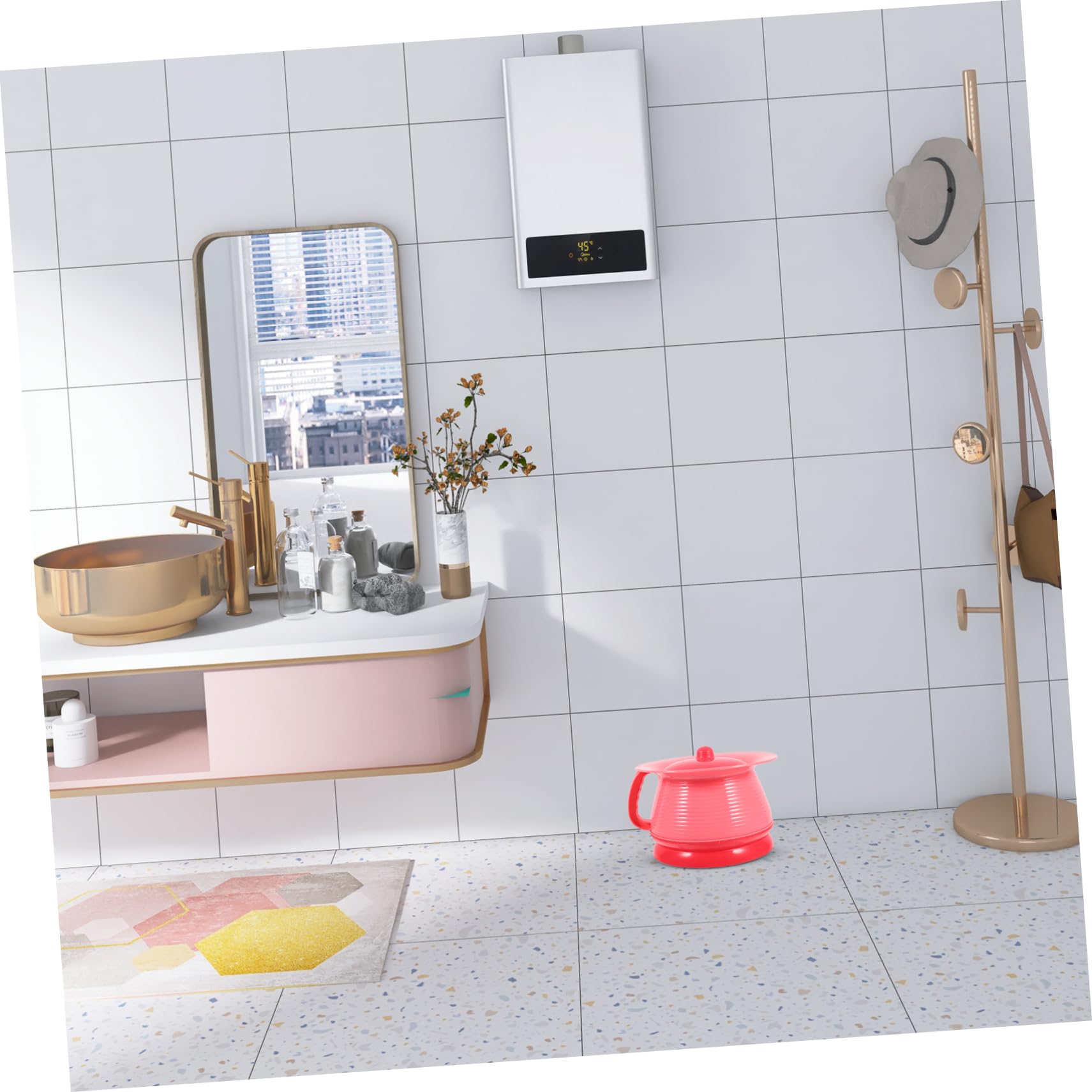 2 Pezzi Toilette per secchio per vasino da viaggio pentola ciotola dell'urina secchio per orinatoio secchio per comò orinali vaso da toilette plastica rosa