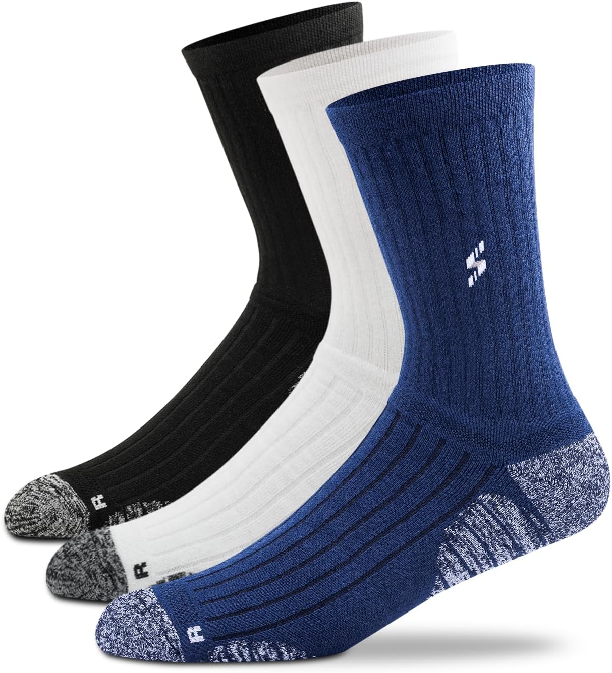 Calf Length Sports Socks For Men Combo, Made With Durable Breathable Cotton, Anti Odour, Anti Bacterial, Anti Sweat, Moisture Aborbant with Thick Cushioned Bottom (Multicolor, Pack of 3)