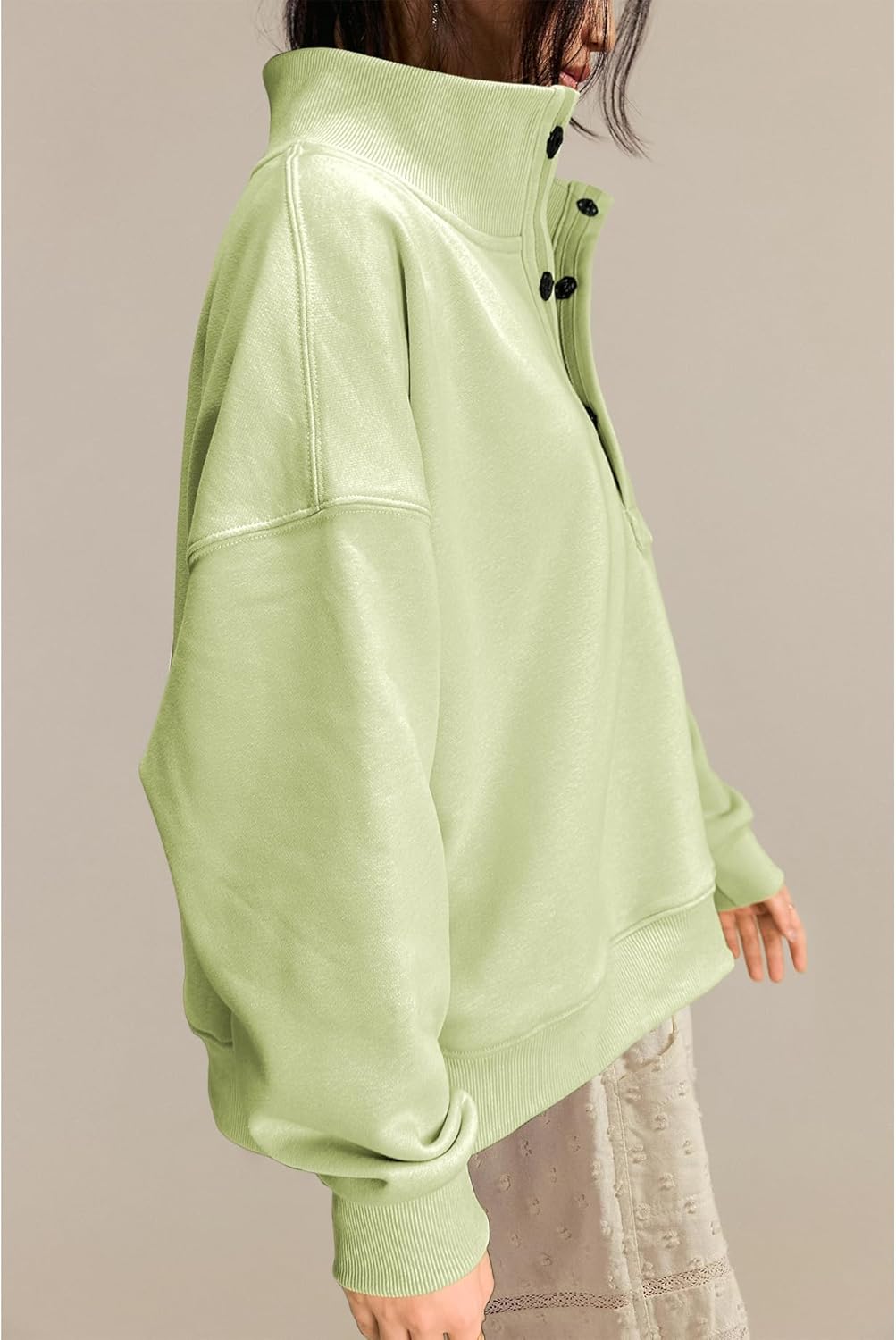 Casual Sweatshirts for Women Trendy Long Sleeve Quarter Button Pullover Tops Lightweight Shirts Loose Fall Clothes - Image 3