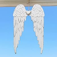 Vista 3 de Alas de ángel de metal para decoración de pared, escultura artística colgante religiosa celestial, decoración de pared rústica con alas de ángel
