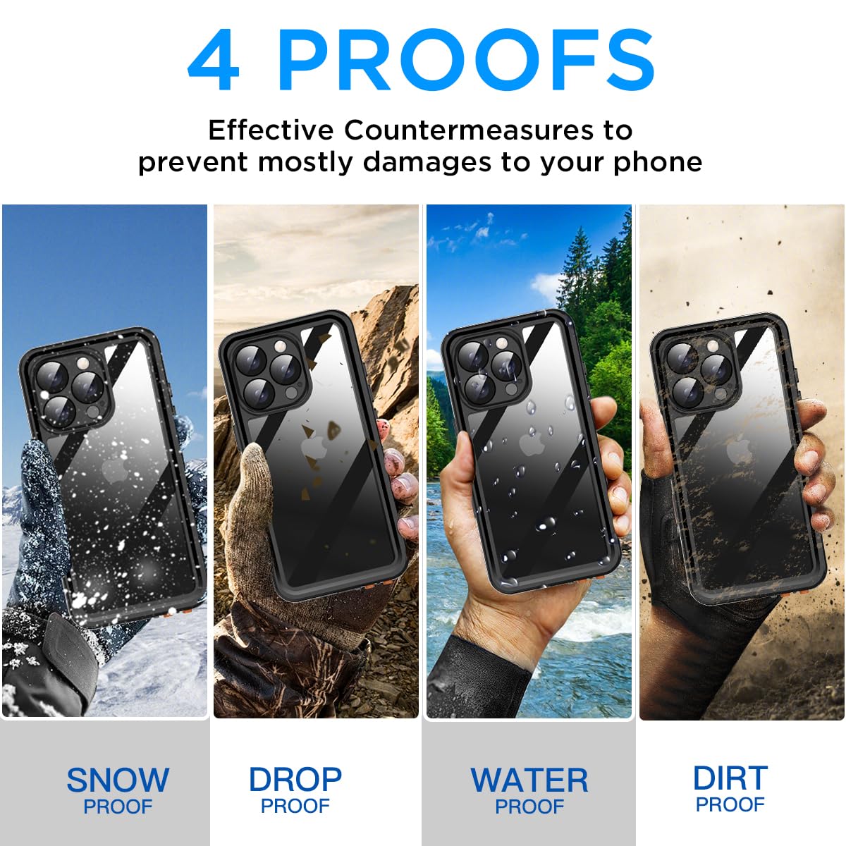 Étui Étanche pour iPhone iPhone 16 15 14 13 12 Pro Max iPhone 16 15 14 Plus 6.7 Pouces [Protecteur d'Écran Intégré] [Choc Intégral] [IP68 sous l'Eau] Étui de Protection