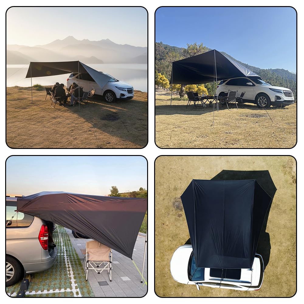 Auto Markise für VW Multivan ID. Buzz 2003-2024 2025+, wasserdichte UV-Sonnenschutz Vorzelt Auto mit Saugnäpfen für Camping Reisen Strand Picknick,L 2.5m*4m