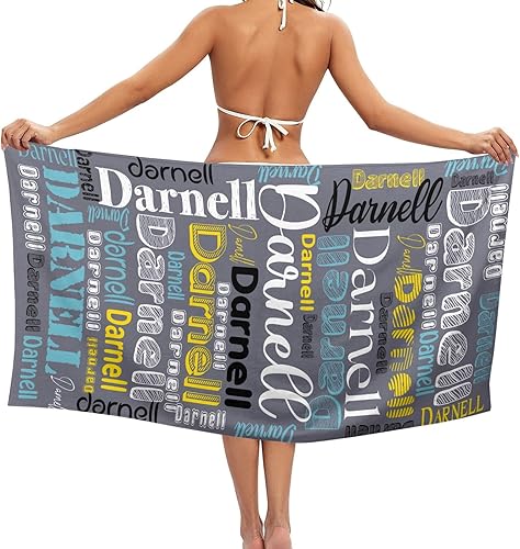 Miniatura 2 de DABILONGC Towe de playa personalizada, toalla de piscina de mezcla de algodónpoliéster personalizada con nombre, 30 pulgadas x 60 pulgadas
