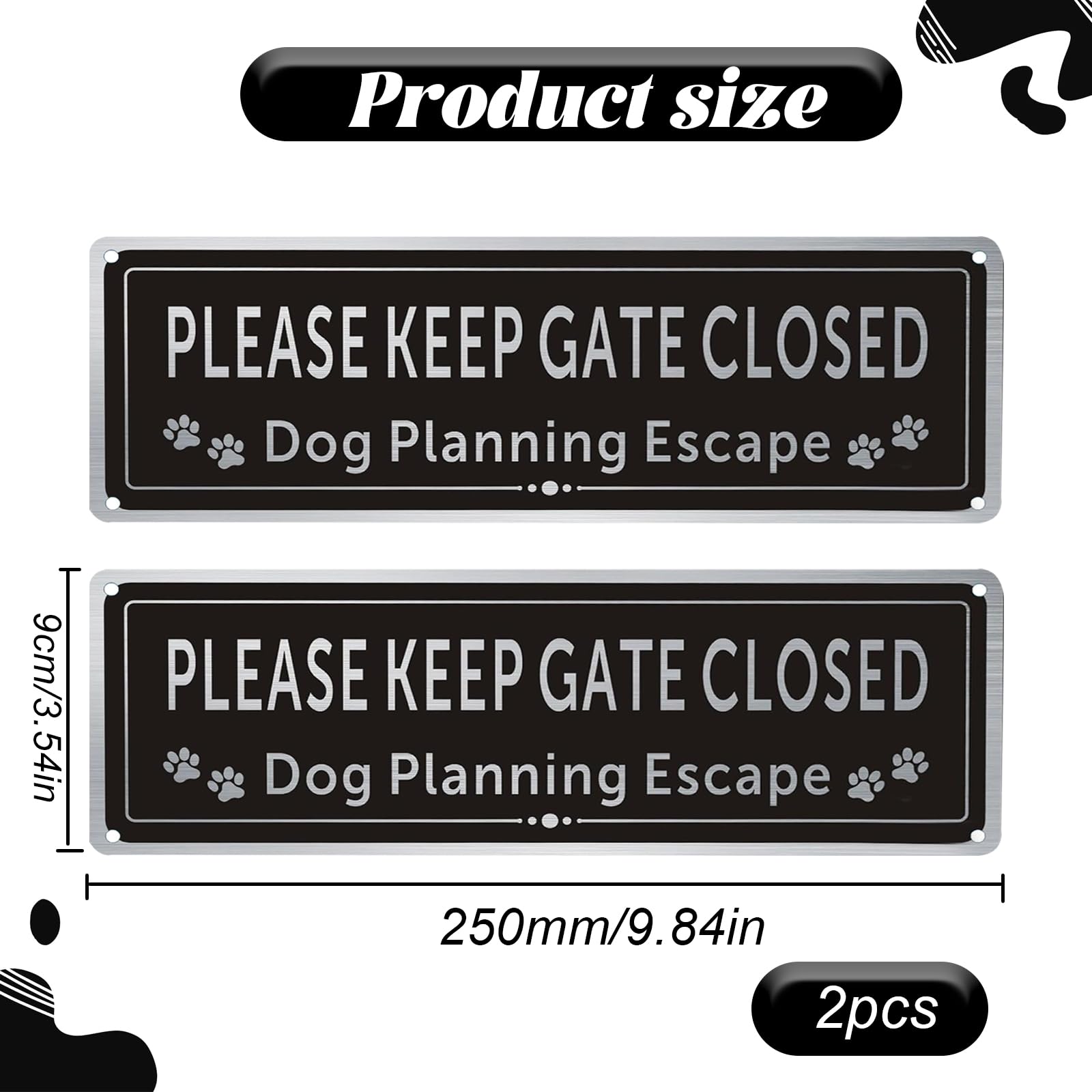 2 Pcs Please Close The Gate Sign,Beware of The Dogs Sign Outdoor Gate,Guard Dogs Warning Sign,Weather/Fade Resistant - Image 2