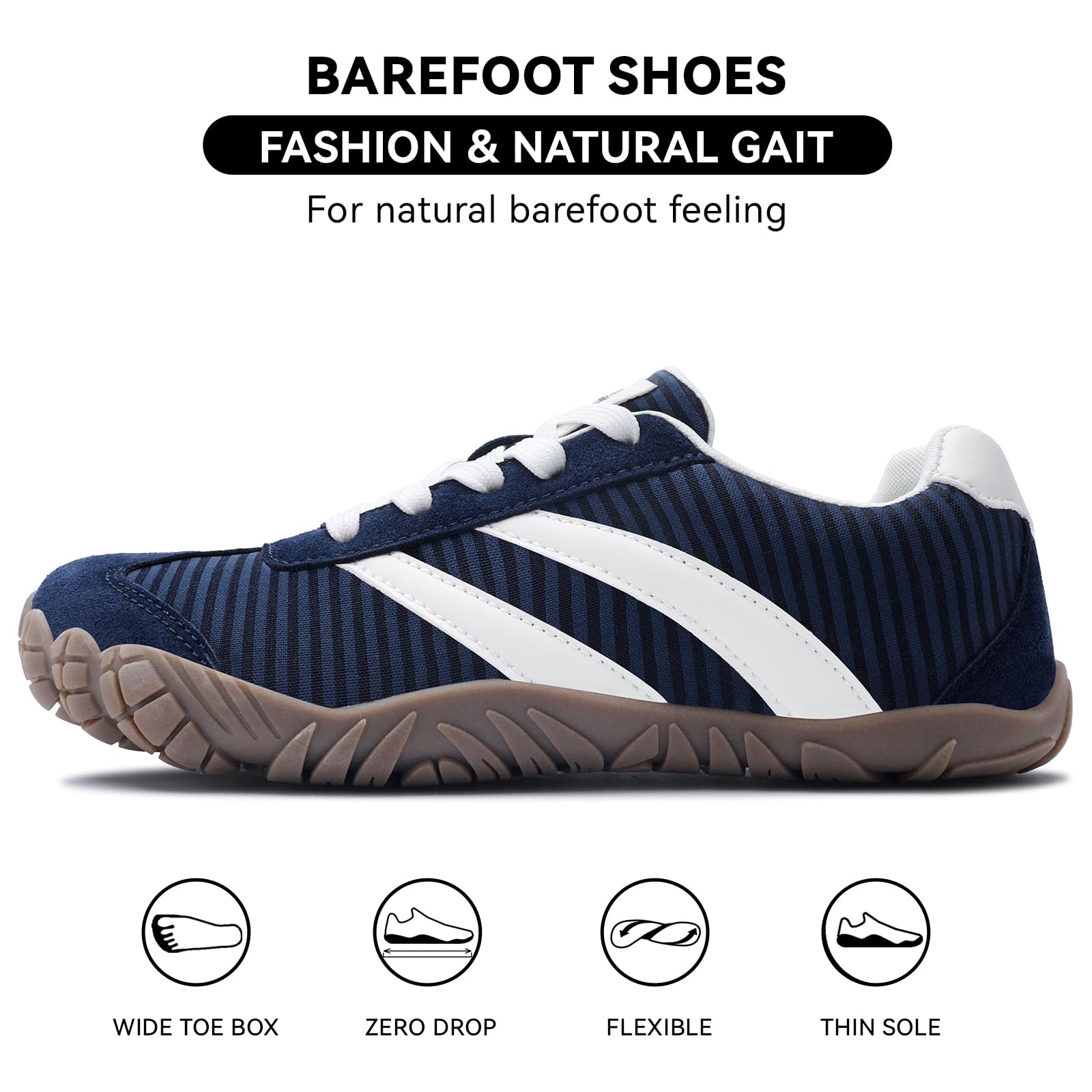 Barefoot Shoes Women Men - Wide Toe Box Sneakers Women Casual Tennis Shoe | Zero Drop Minimalist Trainers Hiking Walking Shoes | Lightweight Breathable Non-Slip Comfortable Fashion Sneakers Footwear — view 2