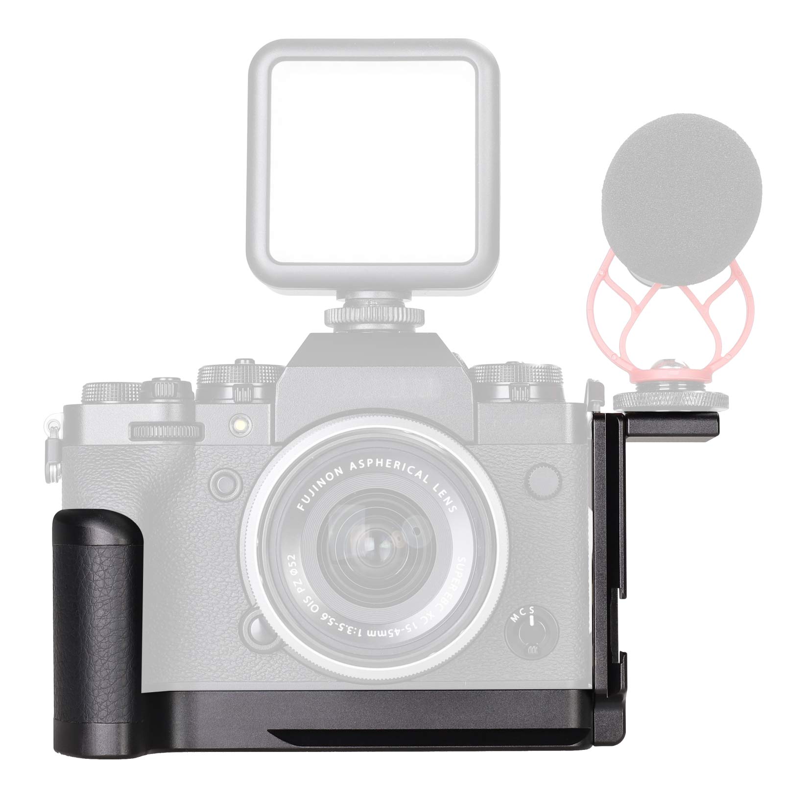 WEPOTO XT4-CL Camera Bracket Metal L-Plate Quick Release Base Leather Handle Compatible Fuji XT4