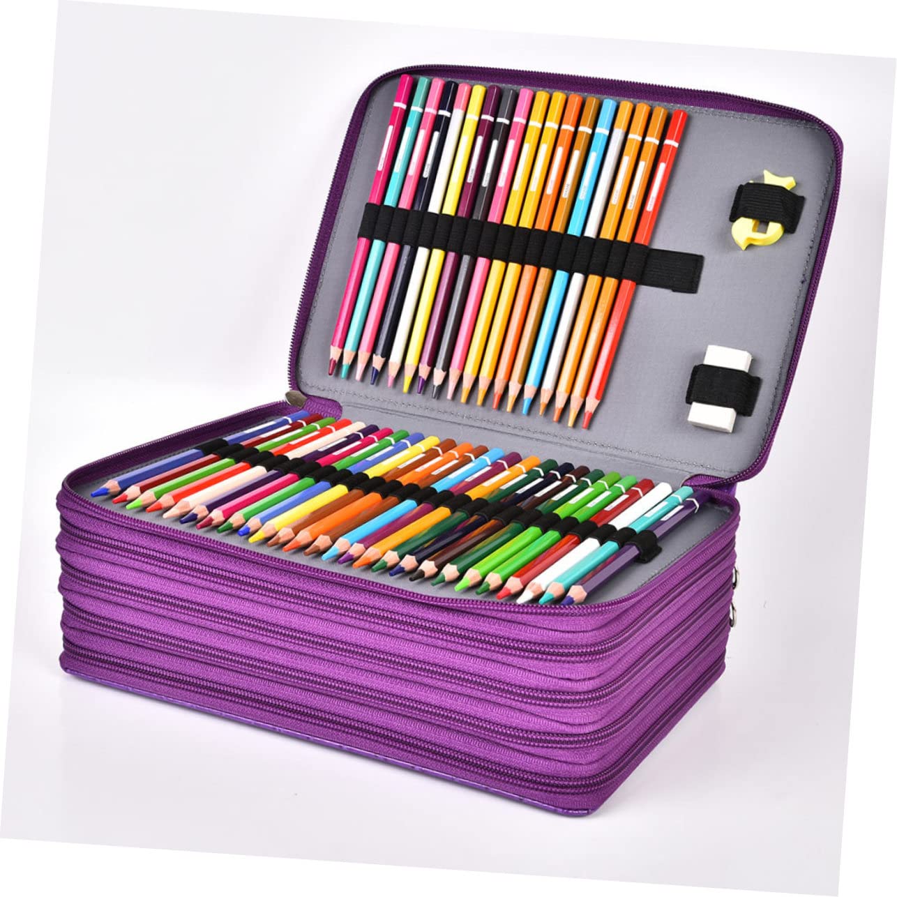 HOMSFOU Borsa Organizer per Cancelleria 252 Fori in Pu e Poliestere, Astuccio Capiente per Matite e Pennelli, Borsa Scolastica Leggera per Scuola e Disegno